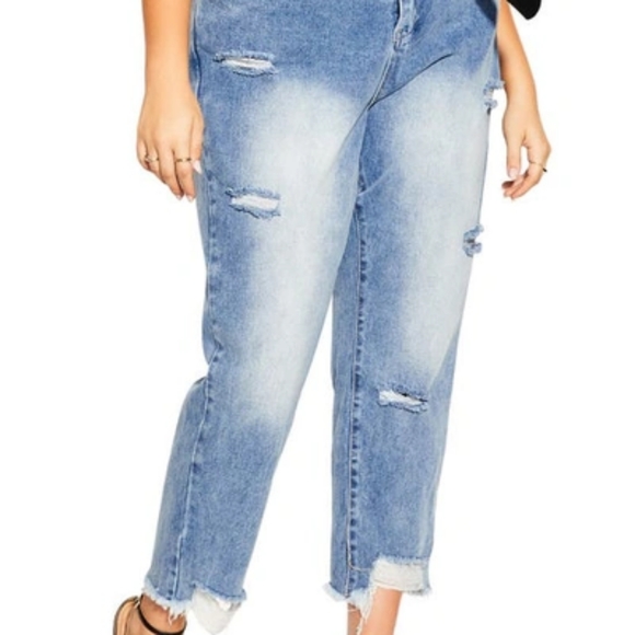 City Chic Denim - CHIC DENIM Harley High Rise Straight Leg/ Raw Hem Belted Jeans